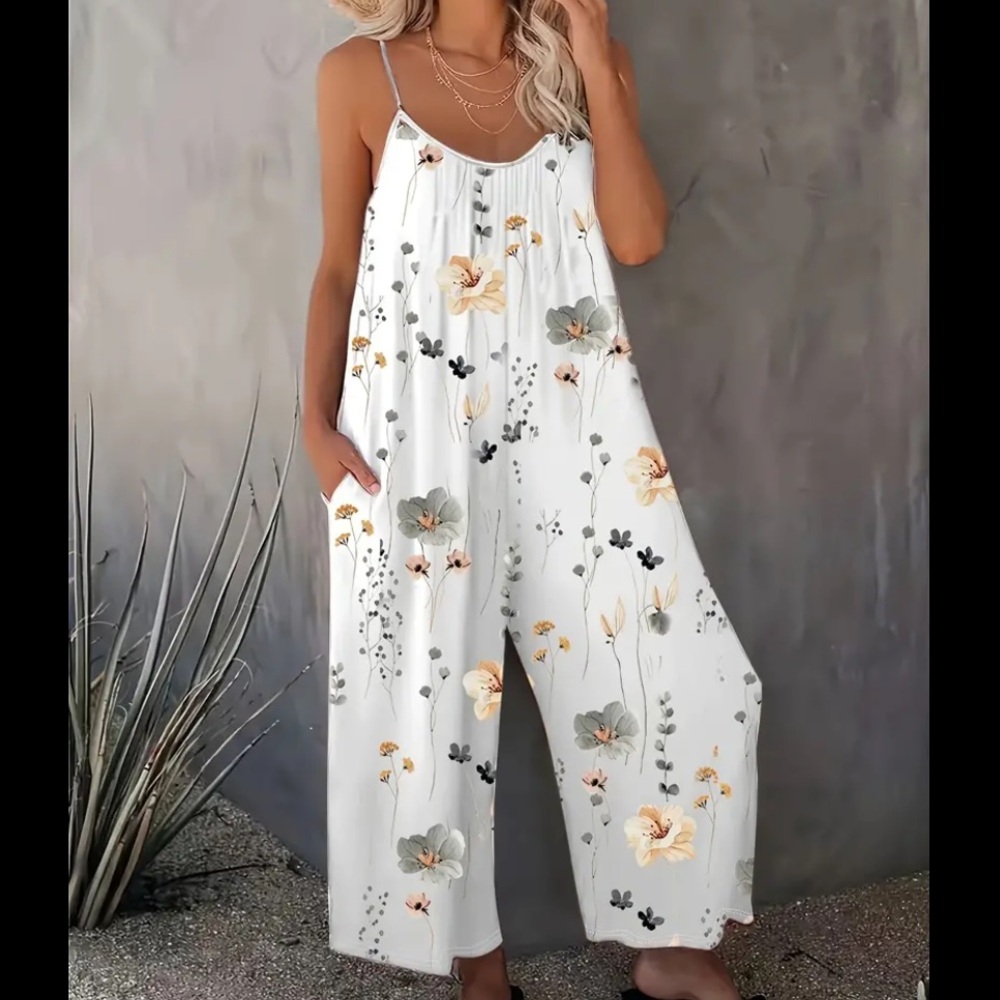 Floral White Jumpsuit